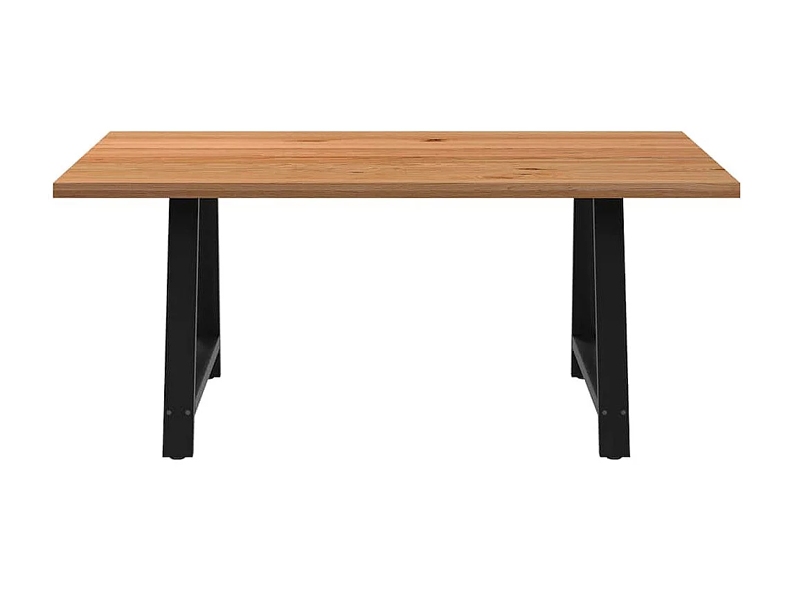 Table à manger marron clair bois de chêne massif rectangulaire