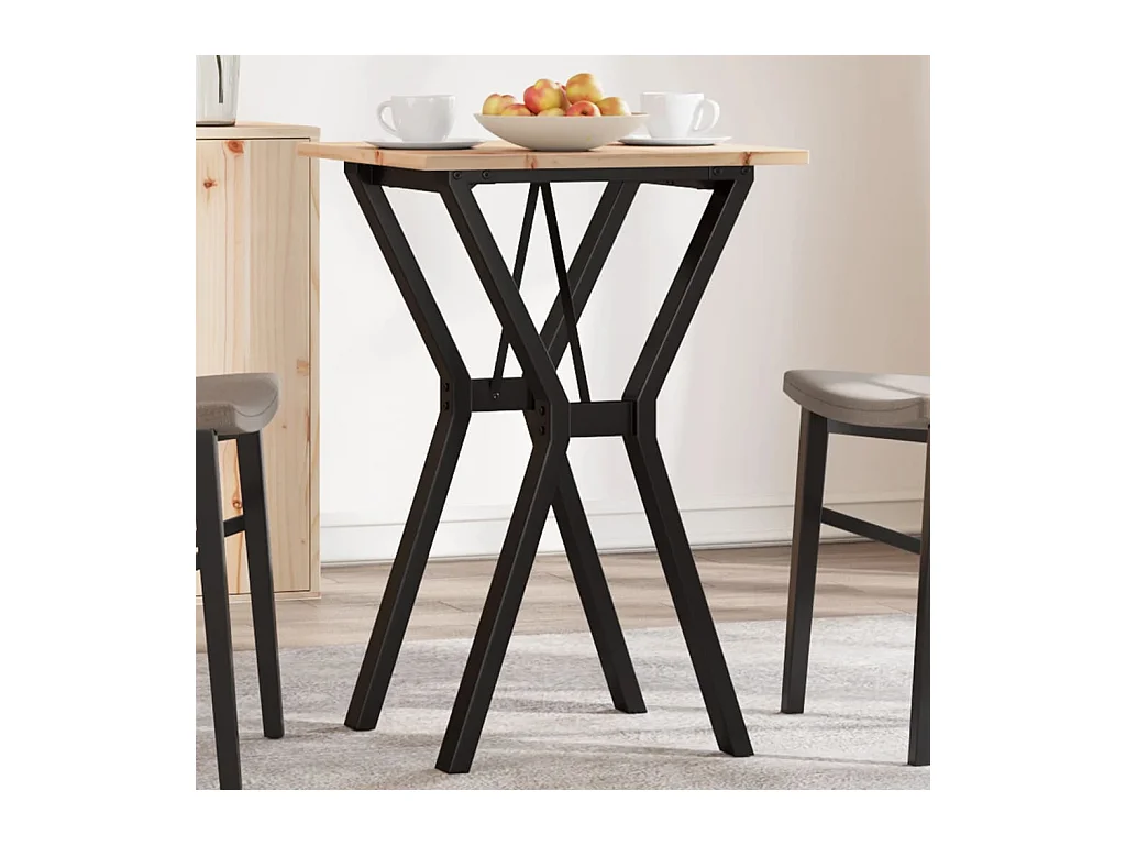 Mesa de jantar estrutura em Y 50x50x75 cm pinho e ferro fundido