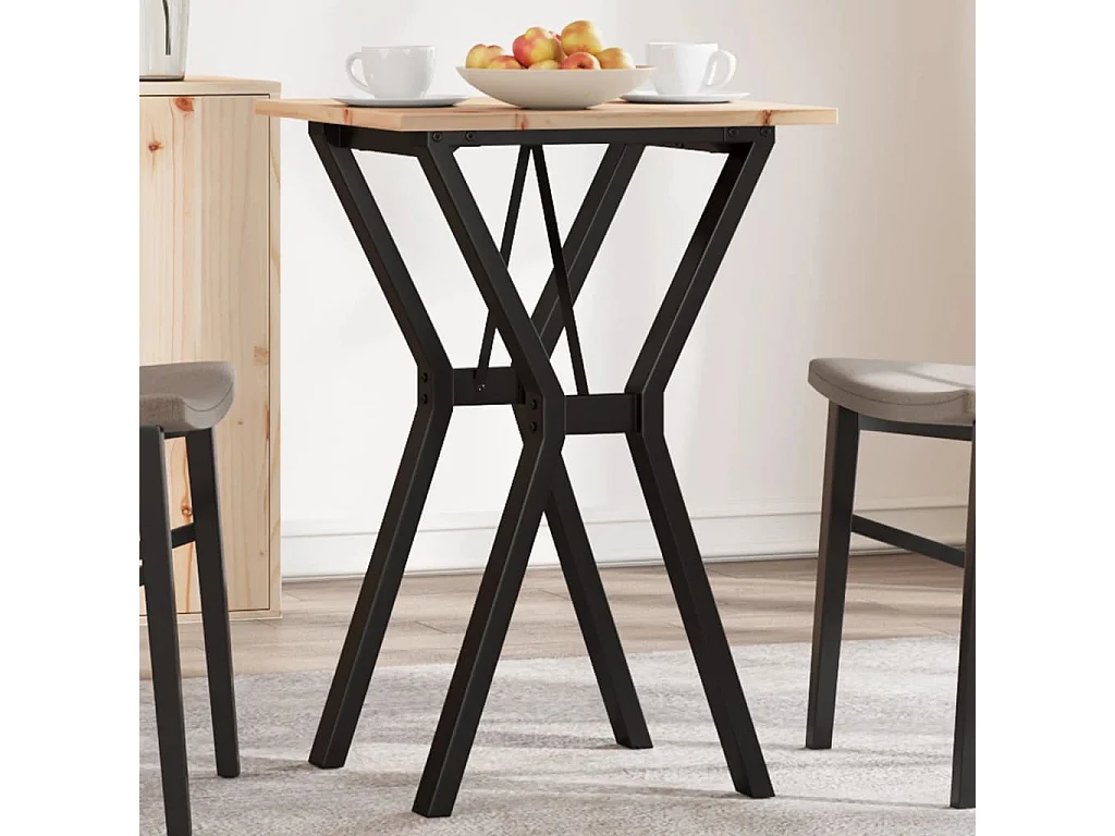 Table à manger cadre en Y 50x50x75 cm bois de pin massif fonte