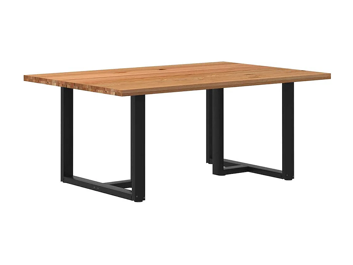 Table à manger marron clair bois de chêne massif rectangulaire