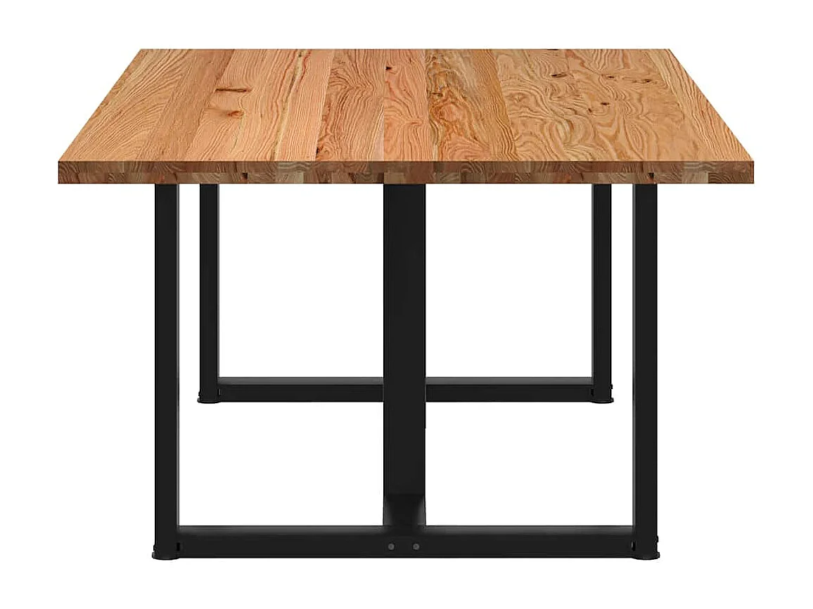 Table à manger marron clair bois de chêne massif rectangulaire