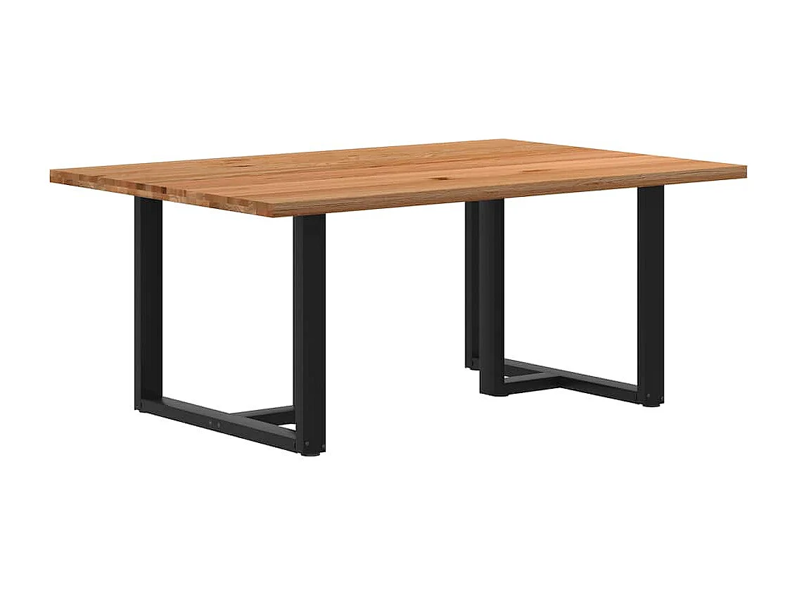 Table à manger marron clair bois de chêne massif rectangulaire