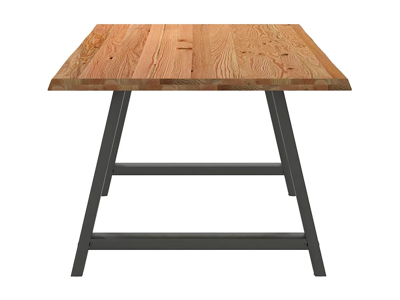 Table à manger marron clair bois de chêne massif rectangulaire