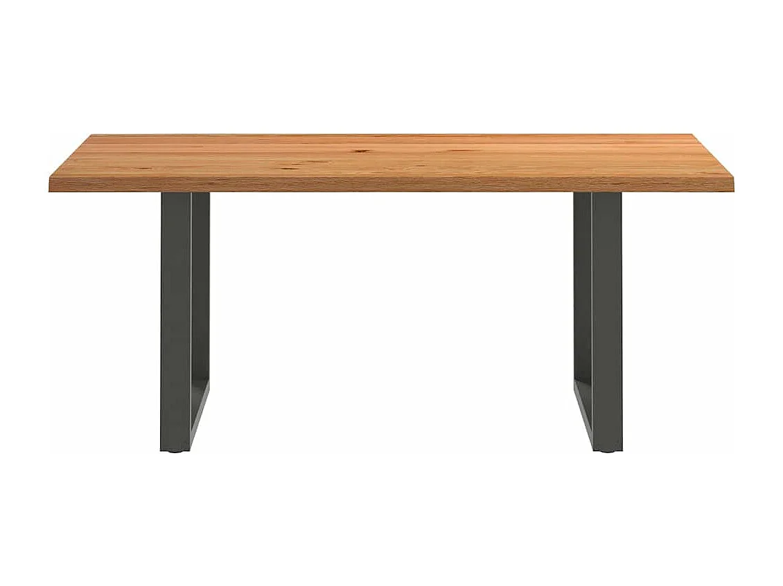 Table à manger marron clair bois de chêne massif rectangulaire