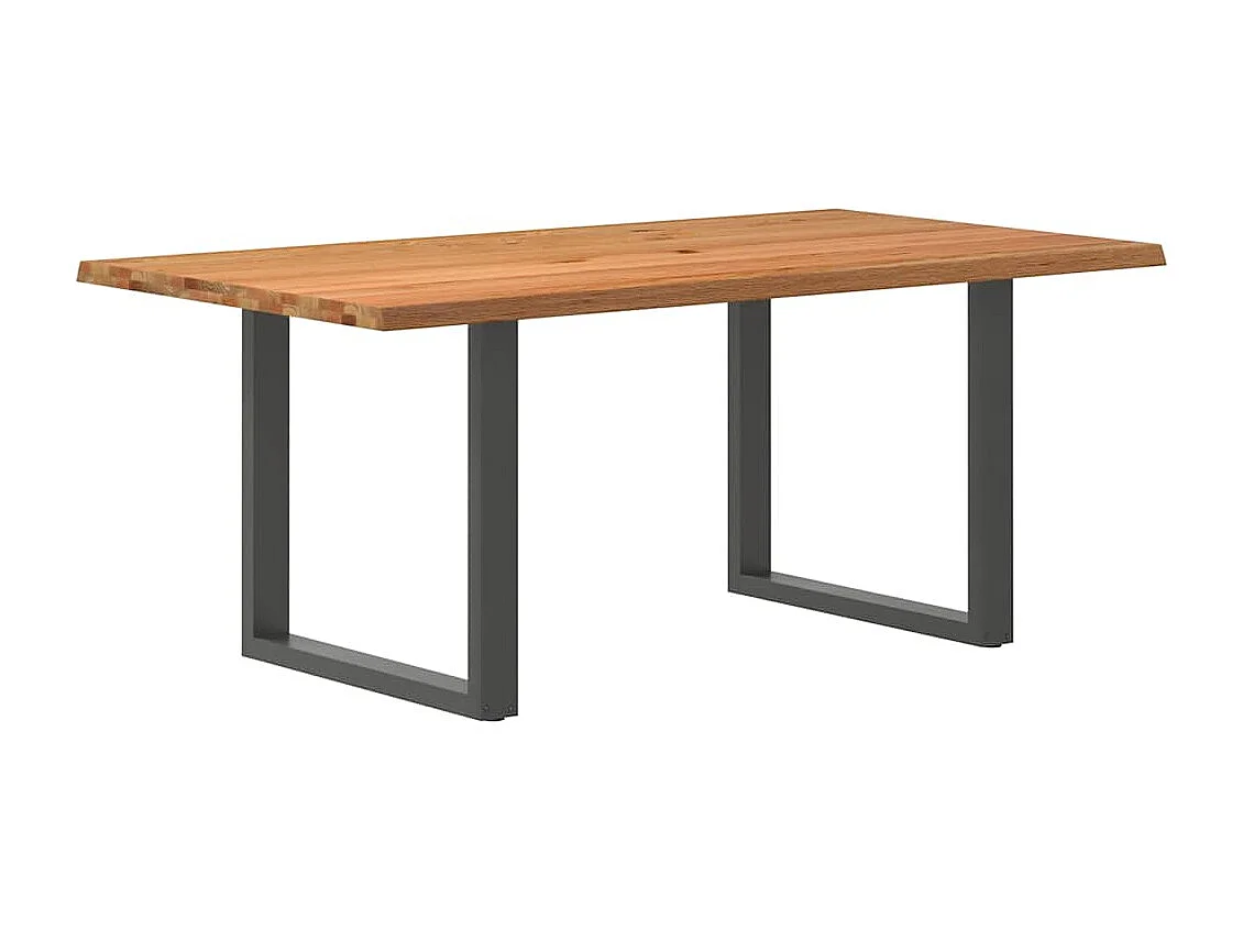 Table à manger marron clair bois de chêne massif rectangulaire