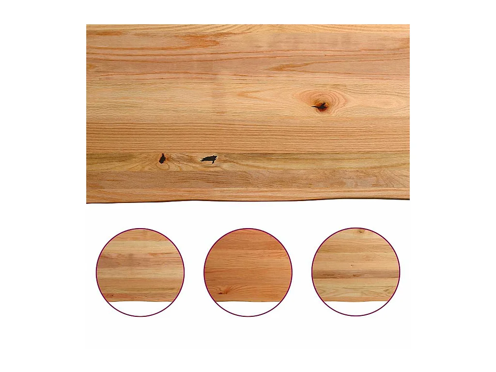 Table à manger marron clair bois de chêne massif rectangulaire