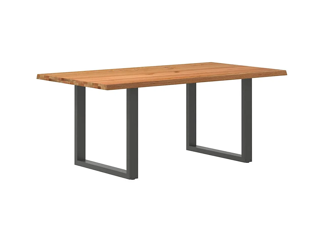 Table à manger marron clair bois de chêne massif rectangulaire