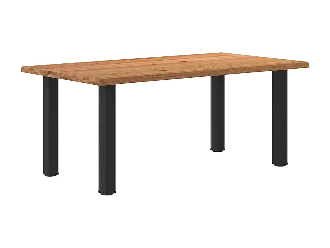 Table à manger marron clair bois de chêne massif rectangulaire