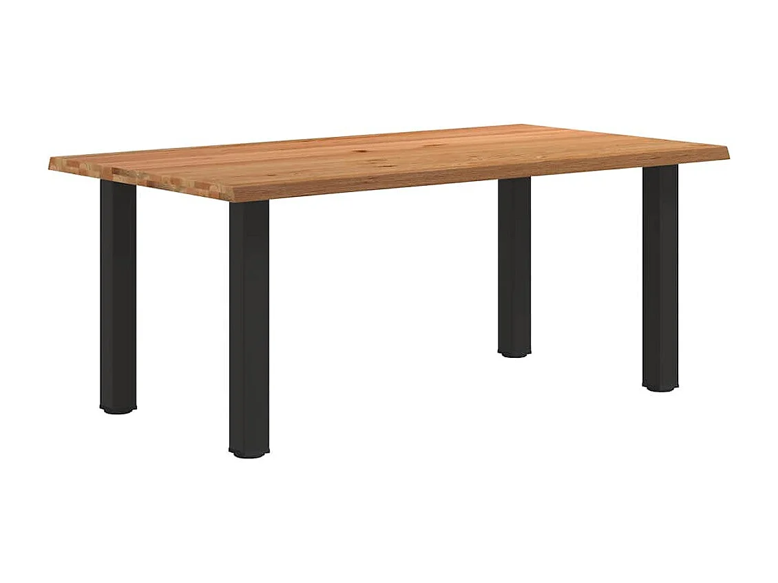 Table à manger marron clair bois de chêne massif rectangulaire