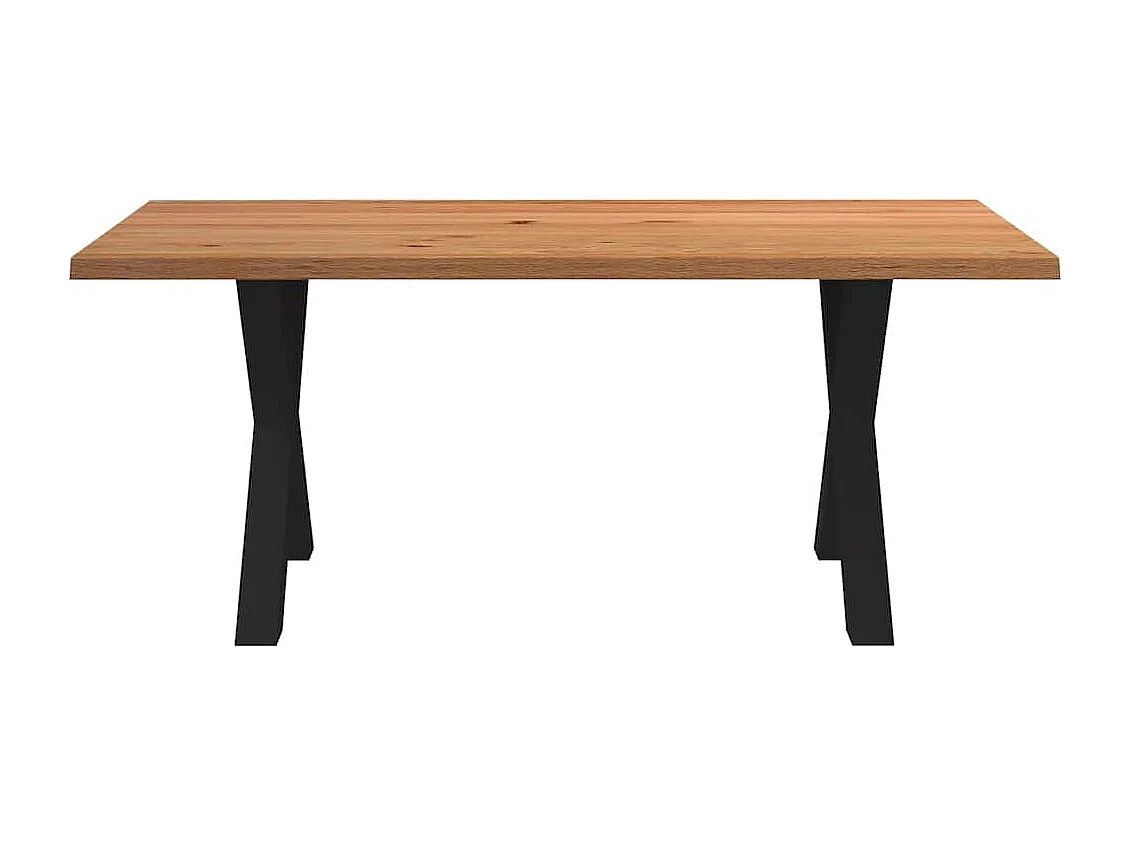 Table à manger marron clair bois de chêne massif rectangulaire