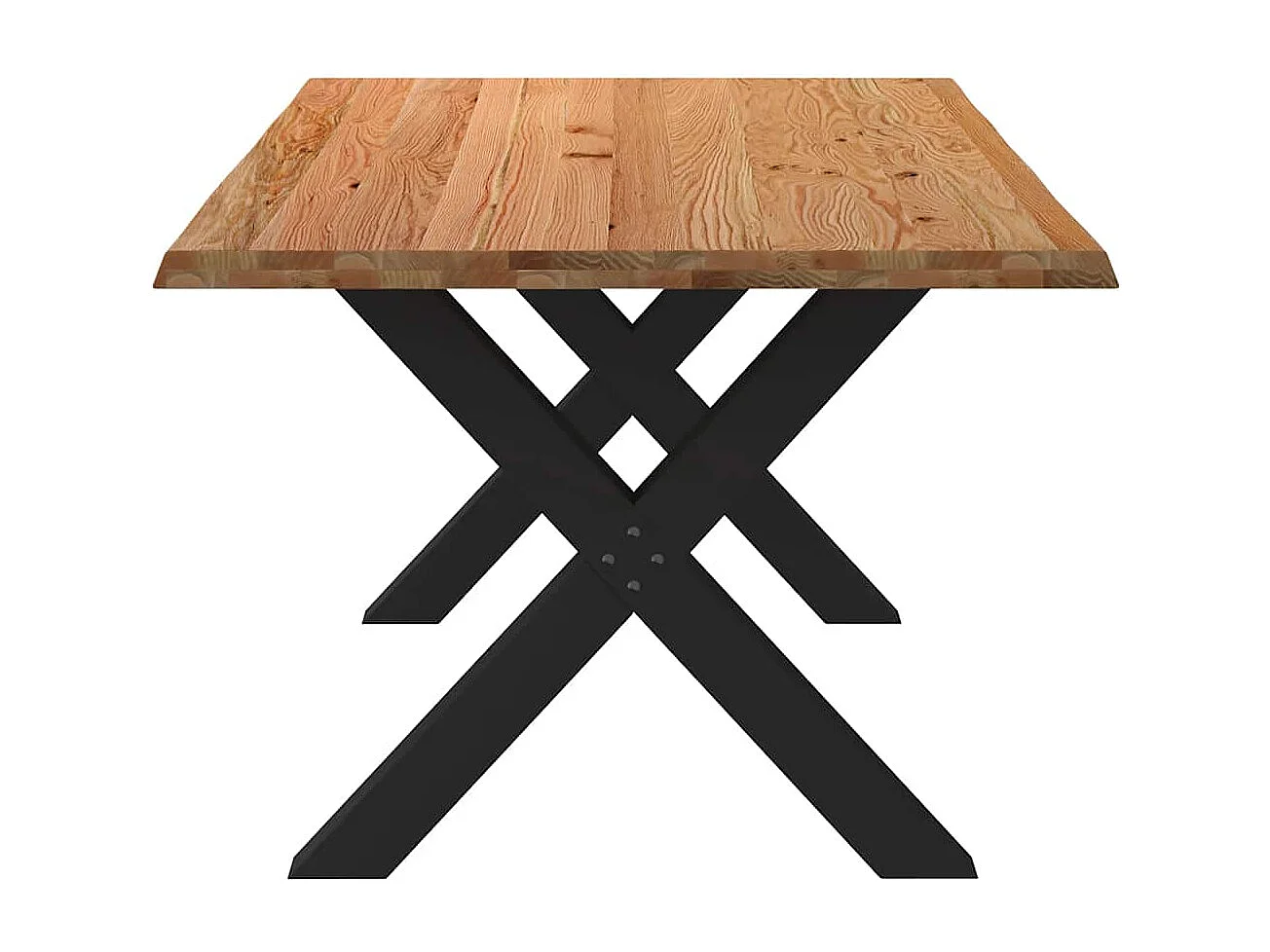 Table à manger marron clair bois de chêne massif rectangulaire