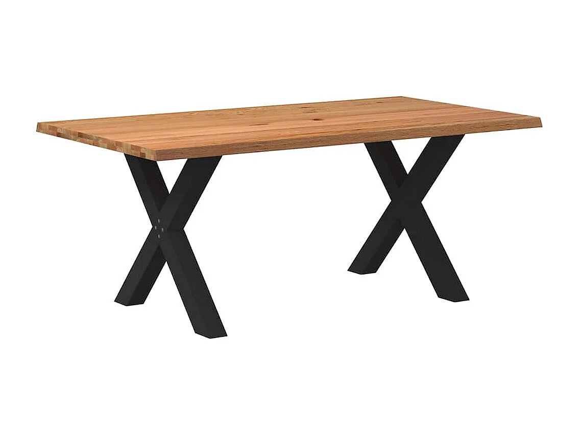 Table à manger marron clair bois de chêne massif rectangulaire