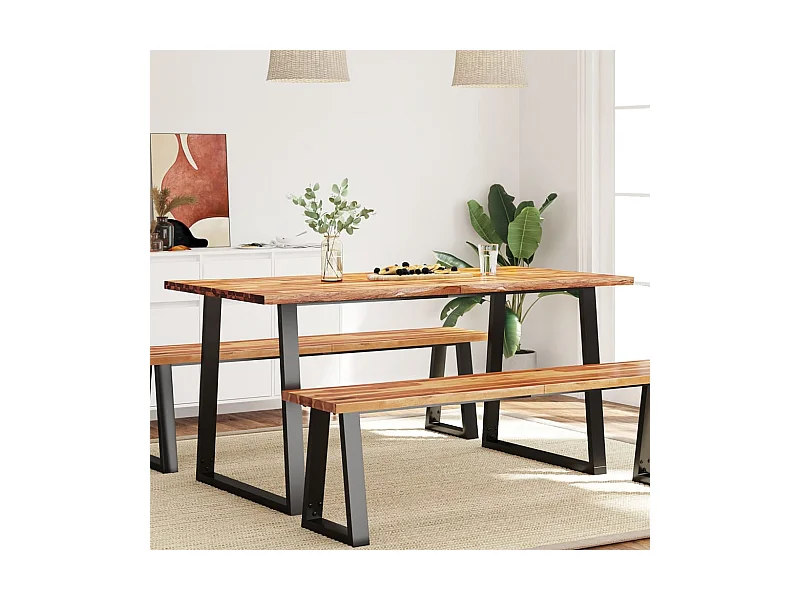 Table à manger 160x80x75 cm bois d'acacia solide à bord vif