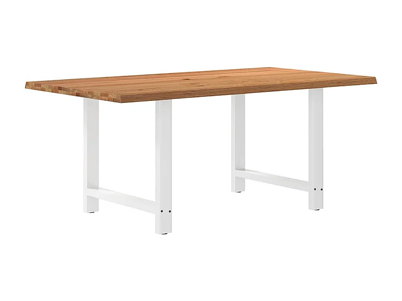 Table à manger marron clair bois de chêne massif rectangulaire