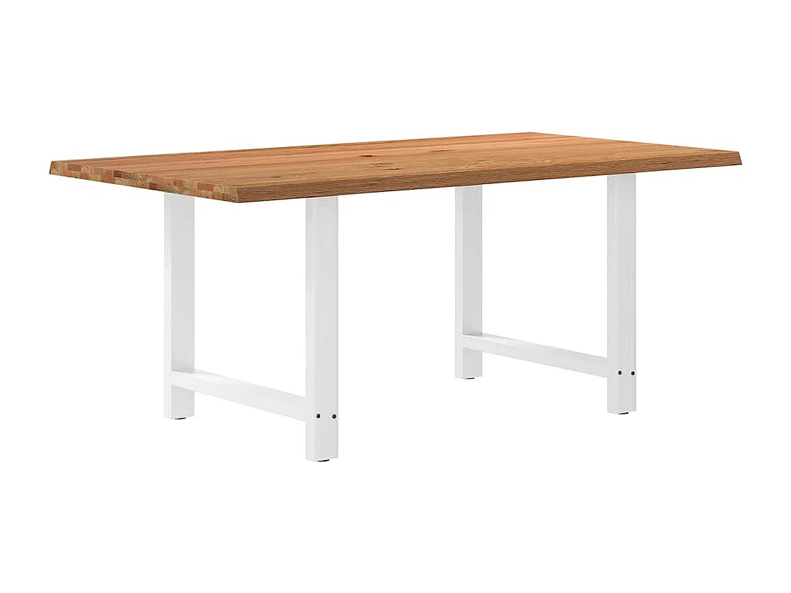 Table à manger marron clair bois de chêne massif rectangulaire