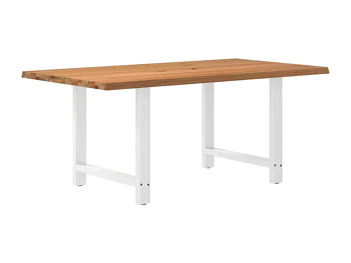 Table à manger marron clair bois de chêne massif rectangulaire