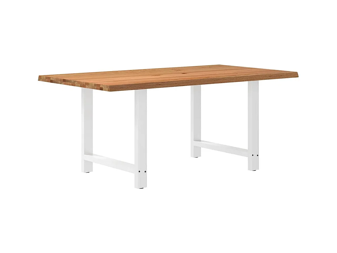 Table à manger marron clair bois de chêne massif rectangulaire