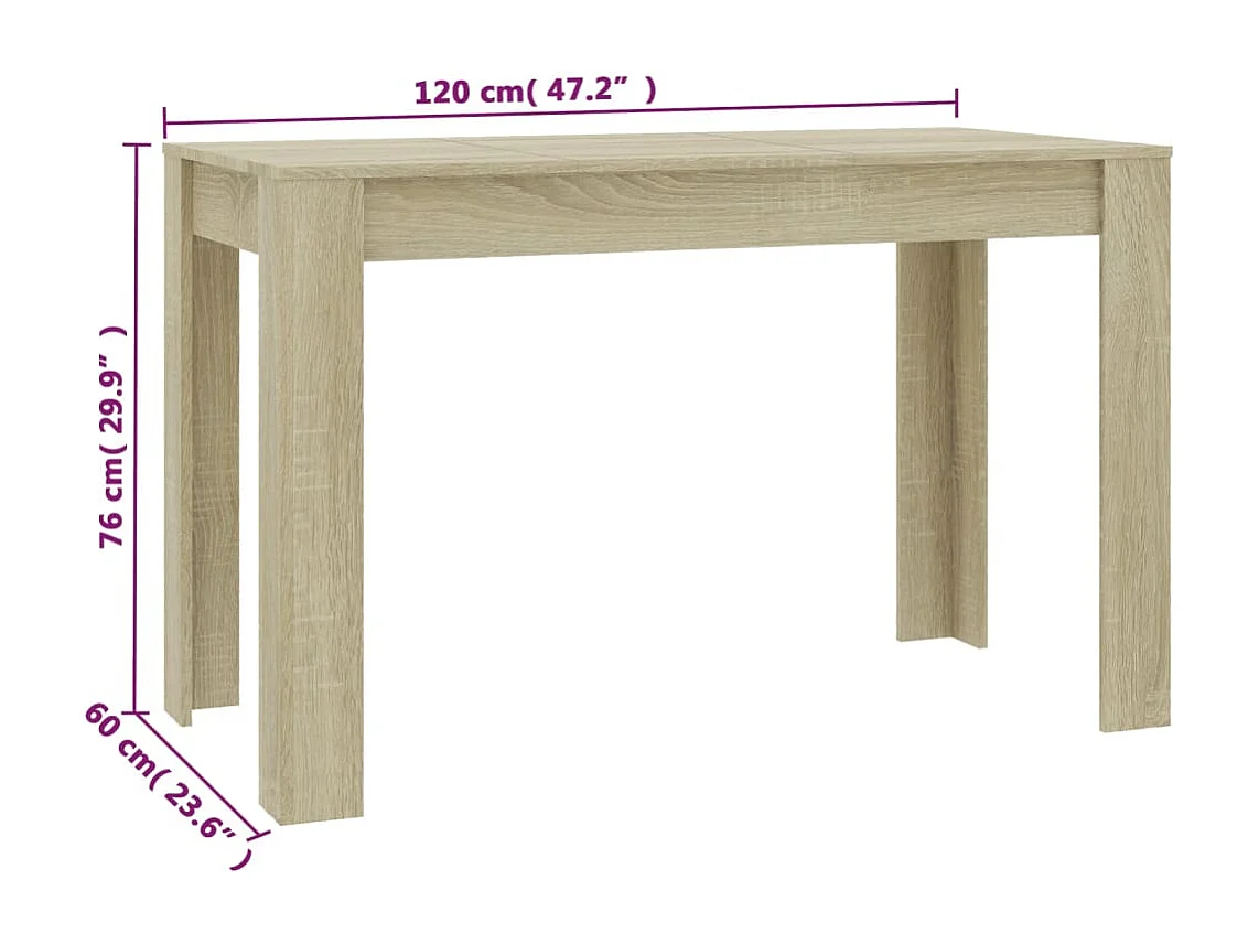 Table de salle à manger Chêne sonoma 120 x 60 x 76 cm Aggloméré