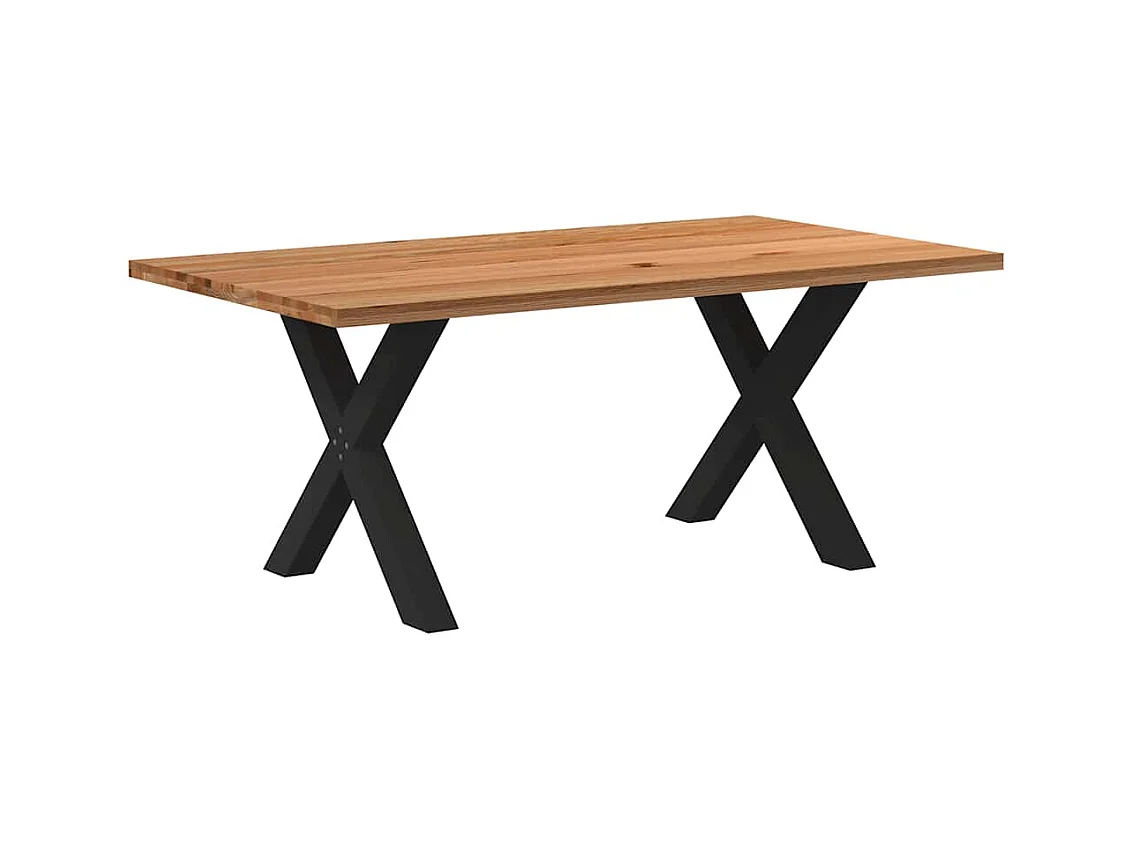 Table à manger marron clair bois de chêne massif rectangulaire
