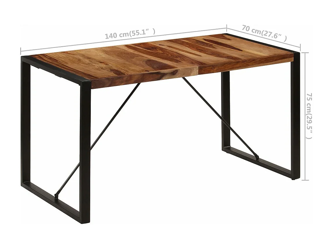 Table de salle à manger 140x70x75 cm Bois de Sesham massif