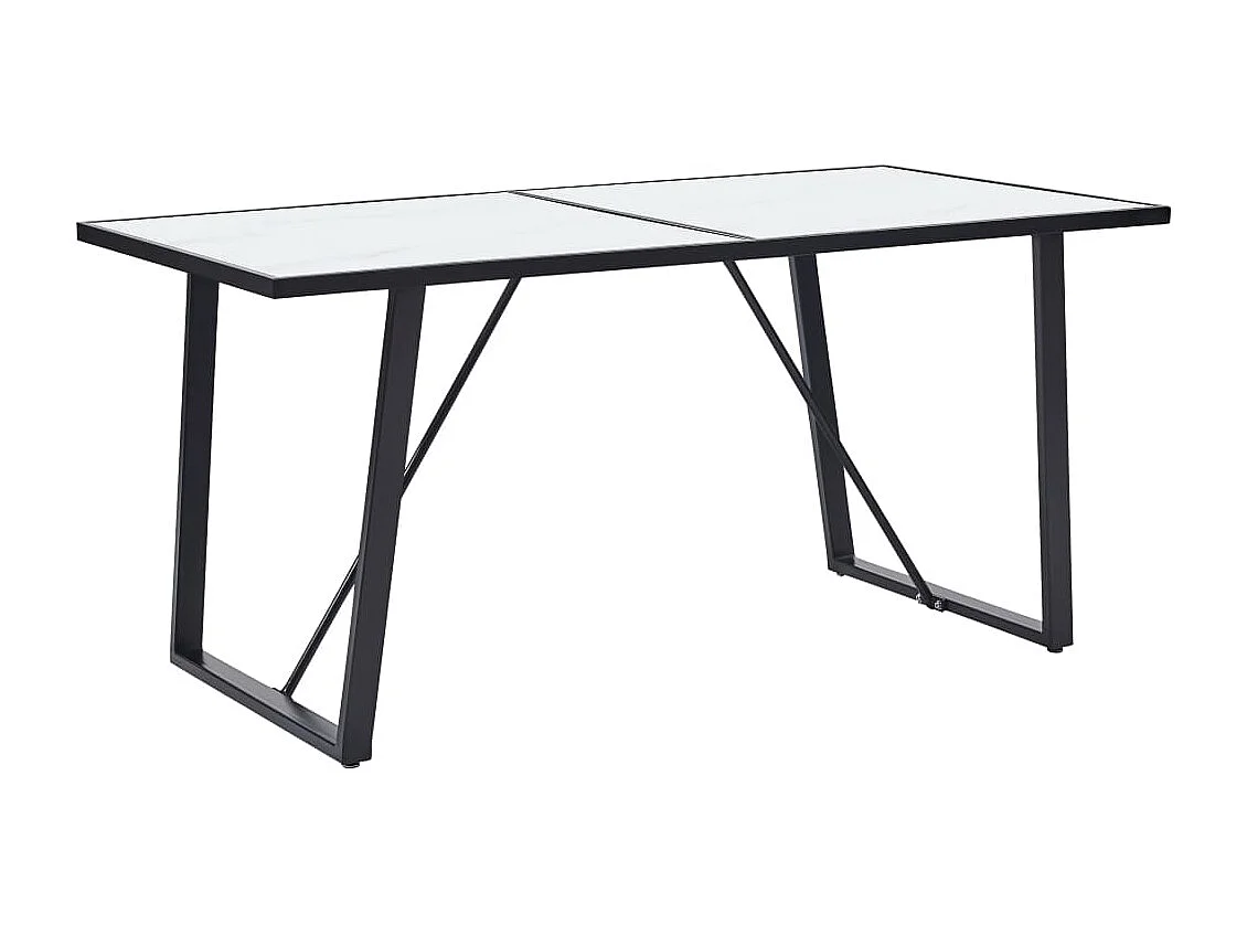 Table de salle à manger Blanc 160x80x75 cm Verre trempé
