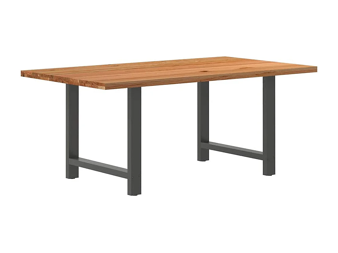 Table à manger marron clair bois de chêne massif rectangulaire