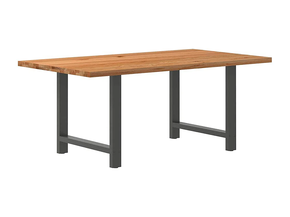 Table à manger marron clair bois de chêne massif rectangulaire