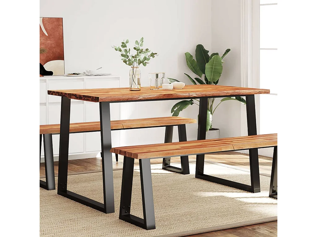 Table à manger 140x80x75 cm bois d'acacia solide à bord vif