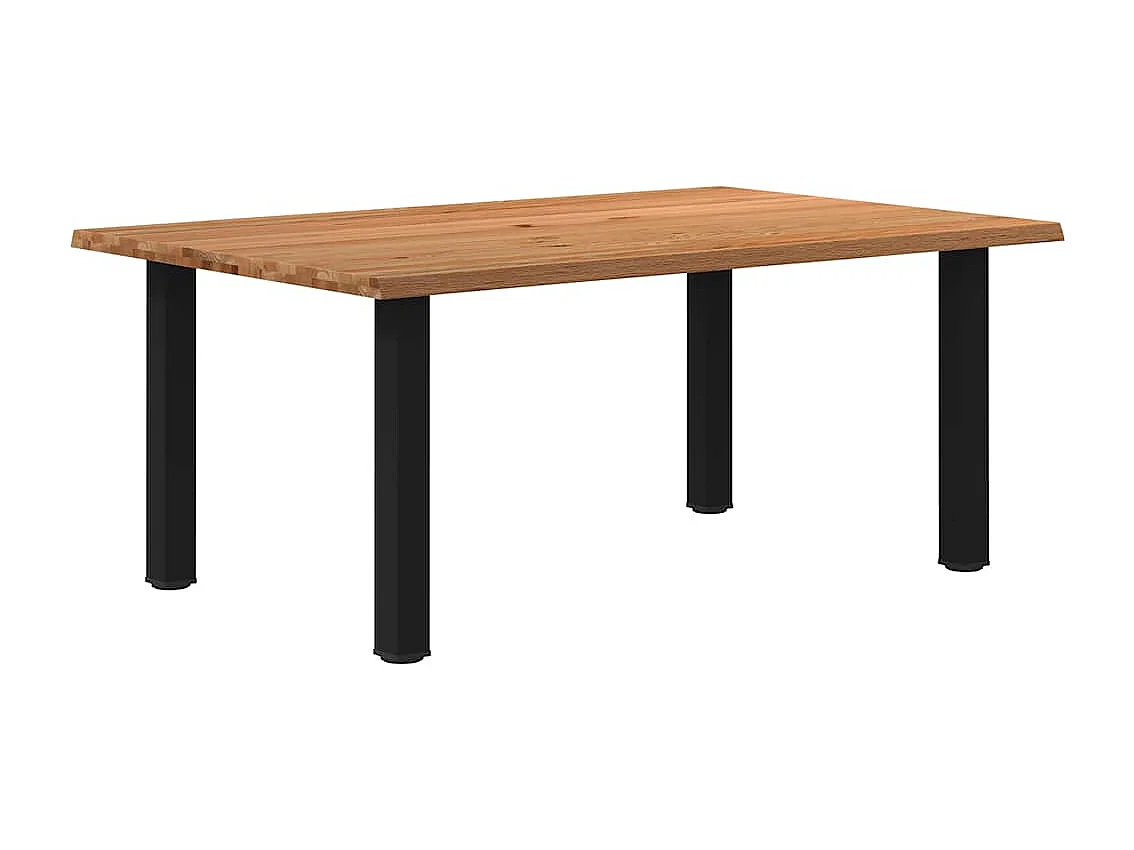 Table à manger marron clair bois de chêne massif rectangulaire