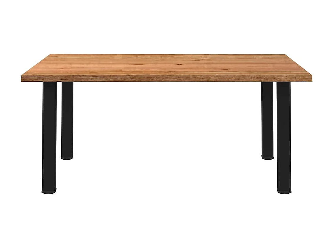 Table à manger marron clair bois de chêne massif rectangulaire