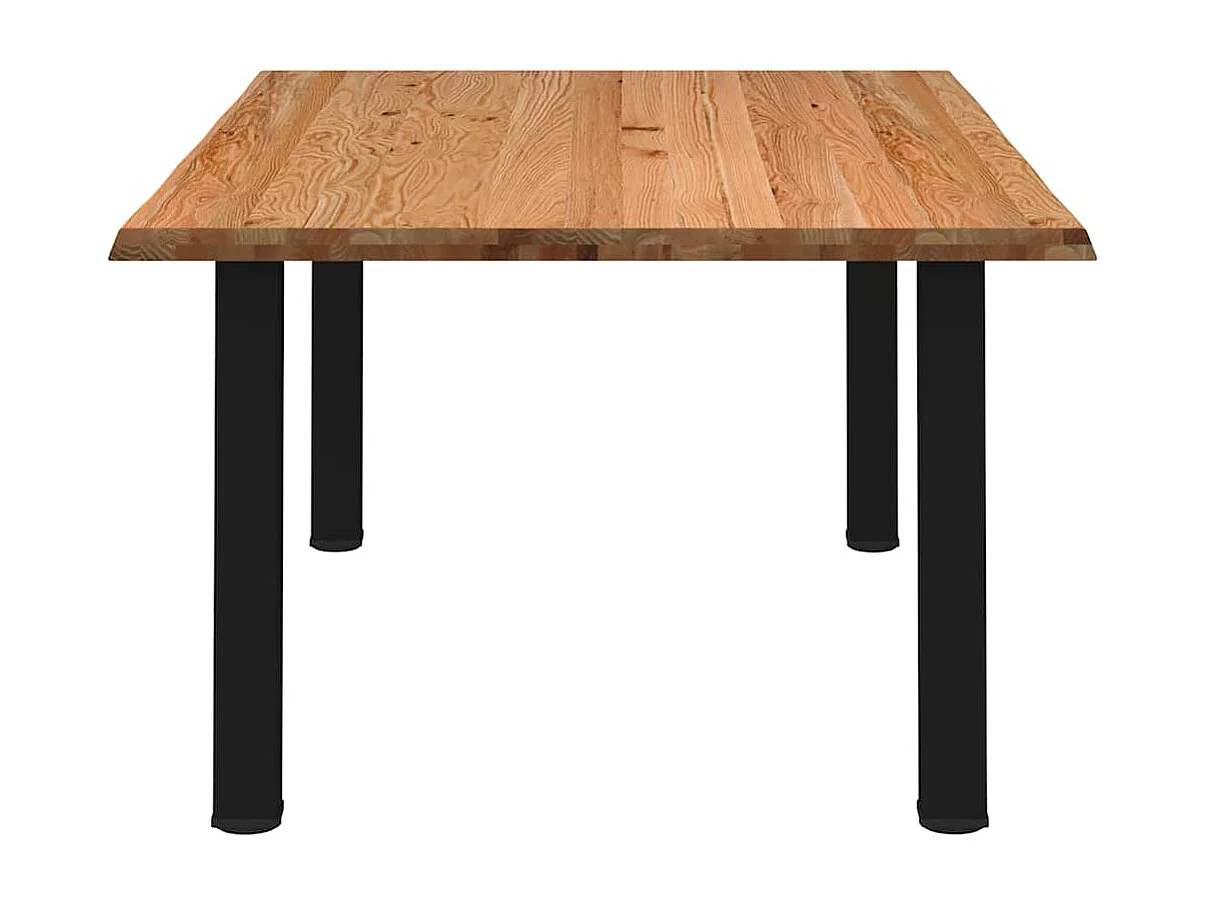 Table à manger marron clair bois de chêne massif rectangulaire