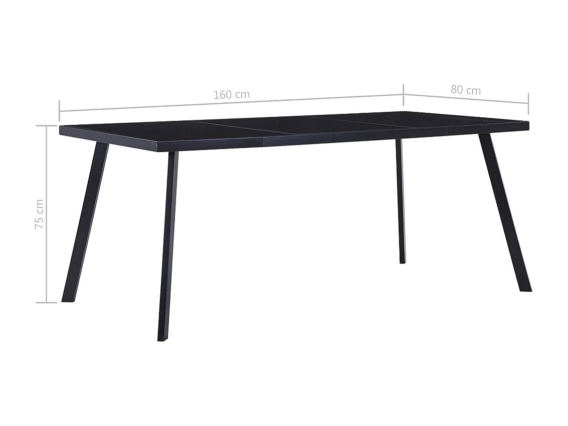 Table de salle à manger Noir 160x80x75 cm Verre trempé
