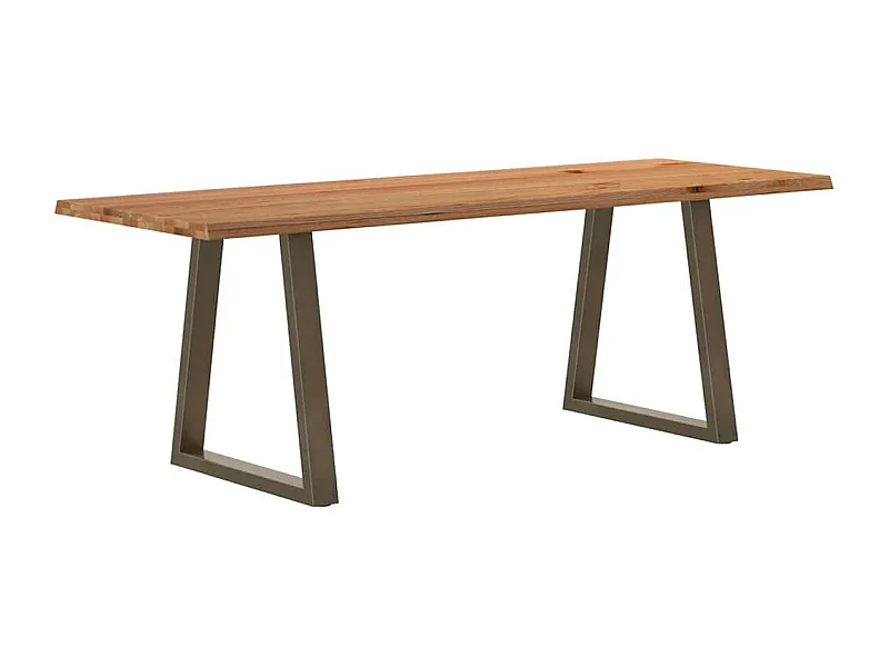 Table à manger avec bord naturel 220x80x74 cm bois massif chêne