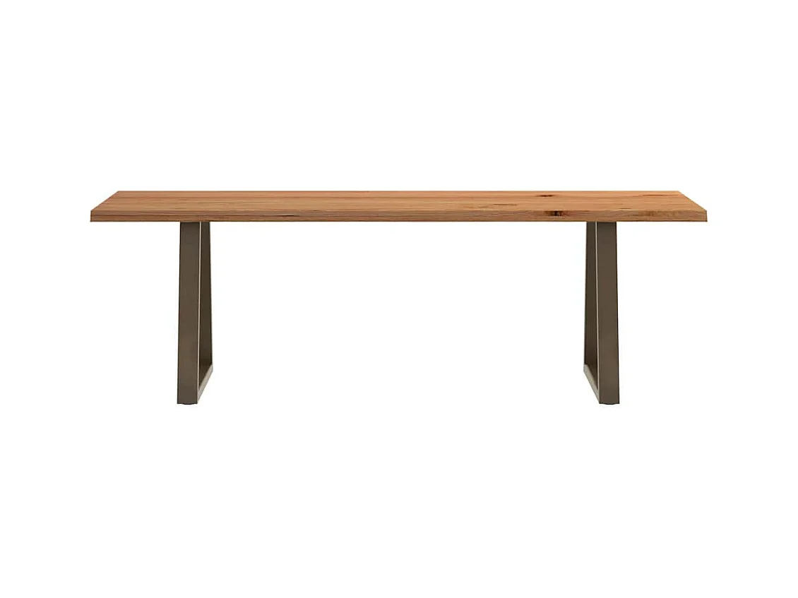 Table à manger avec bord naturel 220x80x74 cm bois massif chêne