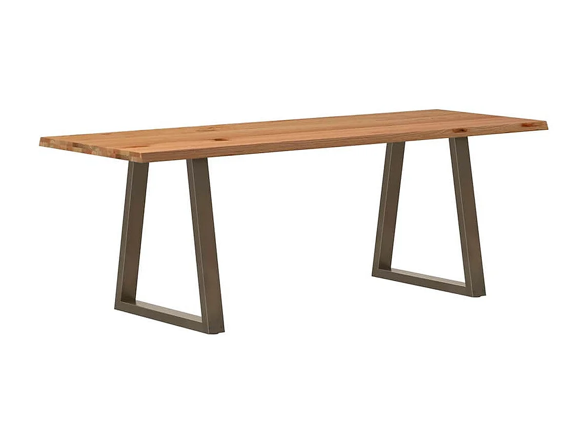 Table à manger avec bord naturel 220x80x74 cm bois massif chêne
