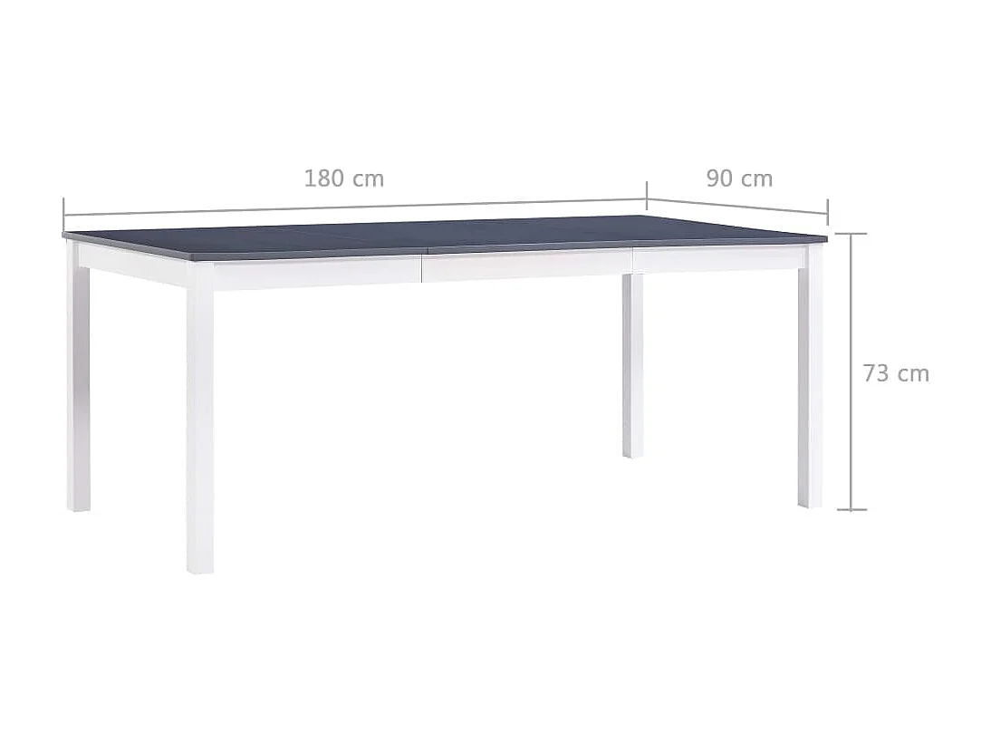 Table de salle à manger Blanc et gris 180 x 90 x 73 cm Pin
