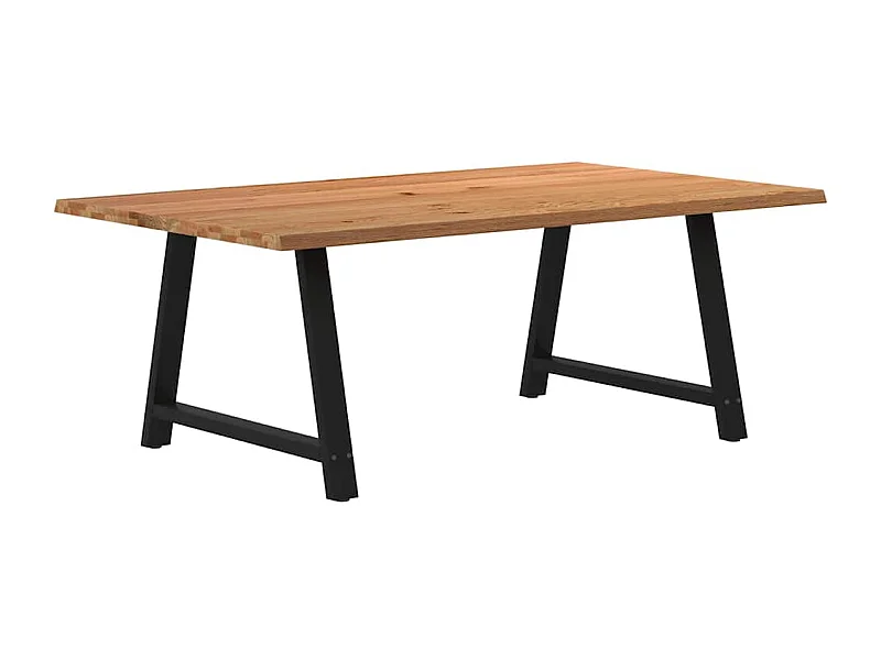 Table à manger marron clair bois de chêne massif rectangulaire