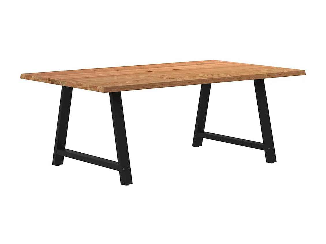 Table à manger marron clair bois de chêne massif rectangulaire