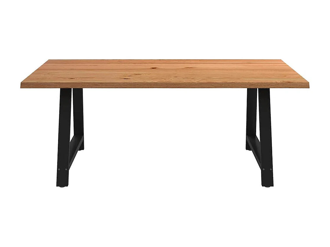 Table à manger marron clair bois de chêne massif rectangulaire