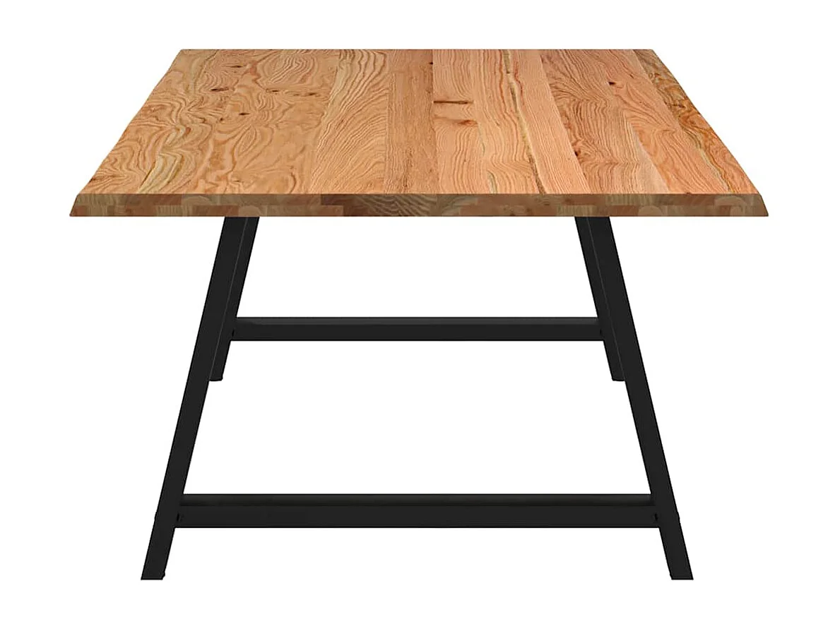 Table à manger marron clair bois de chêne massif rectangulaire