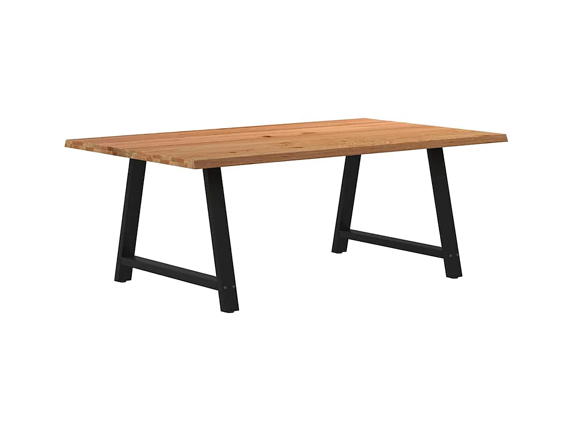 Table à manger marron clair bois de chêne massif rectangulaire