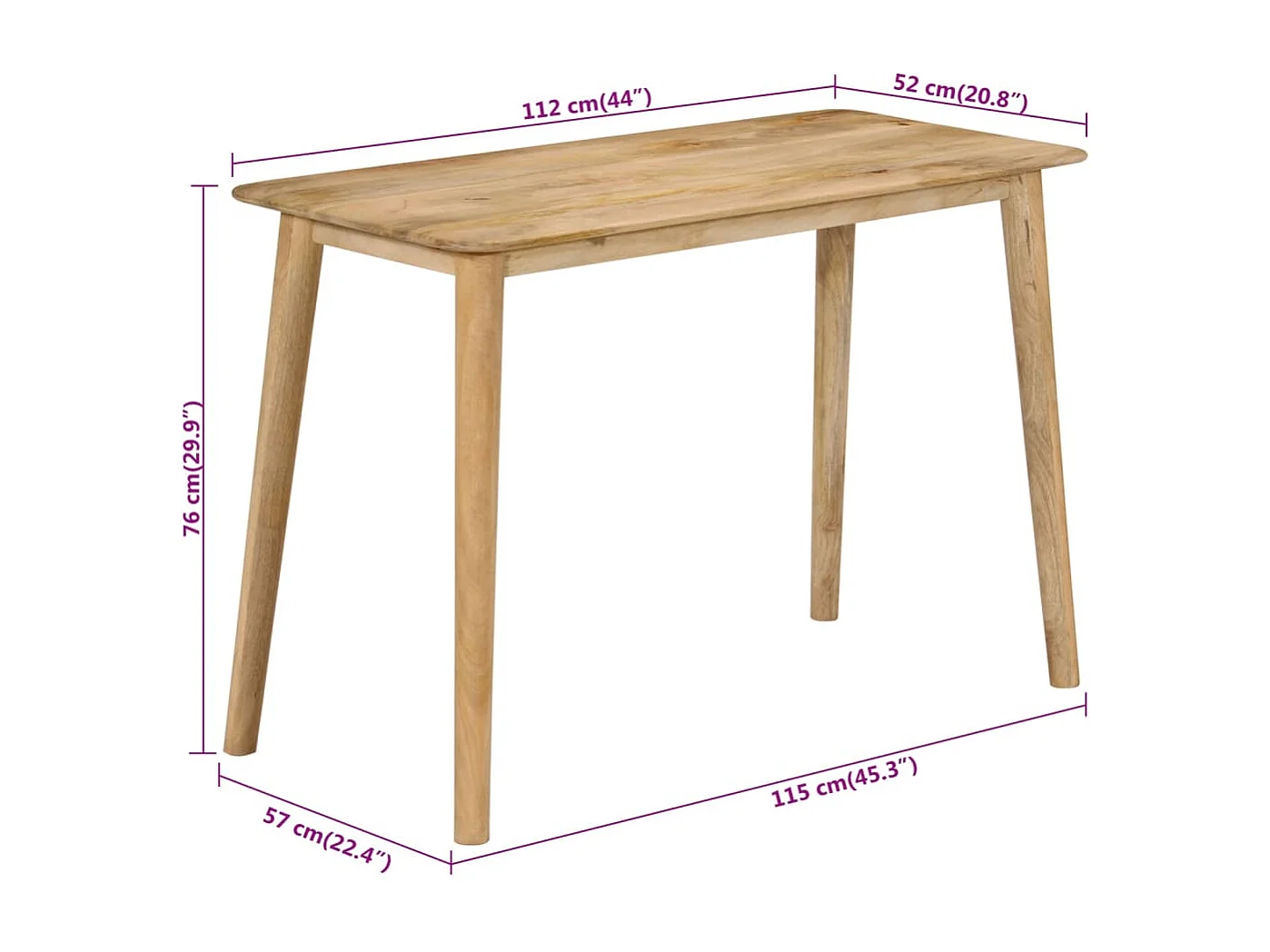 Table à manger 112x52x76 cm bois de manguier massif