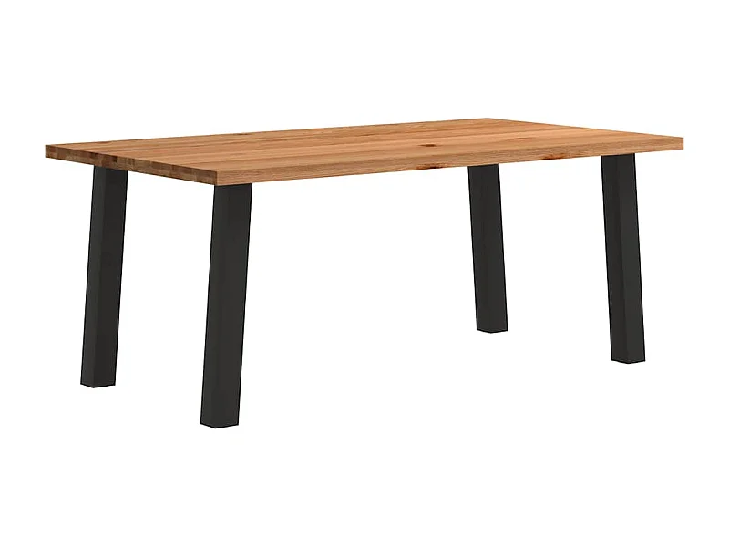 Table à manger marron clair bois de chêne massif rectangulaire