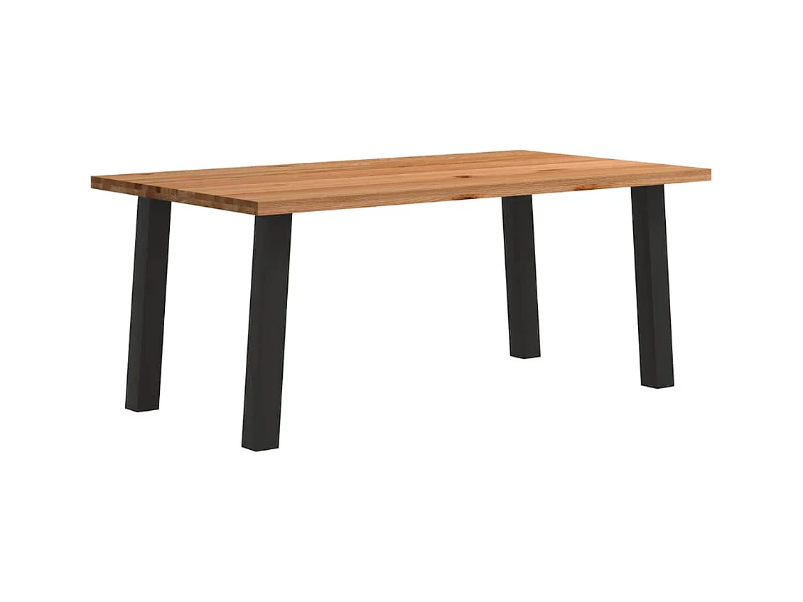 Table à manger marron clair bois de chêne massif rectangulaire