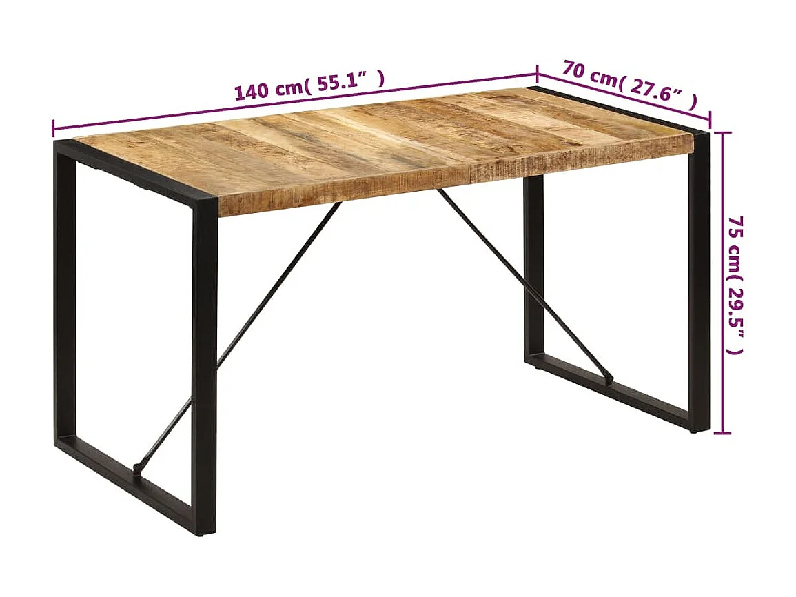 Table de salle à manger 140x70x75 cm Bois de manguier massif