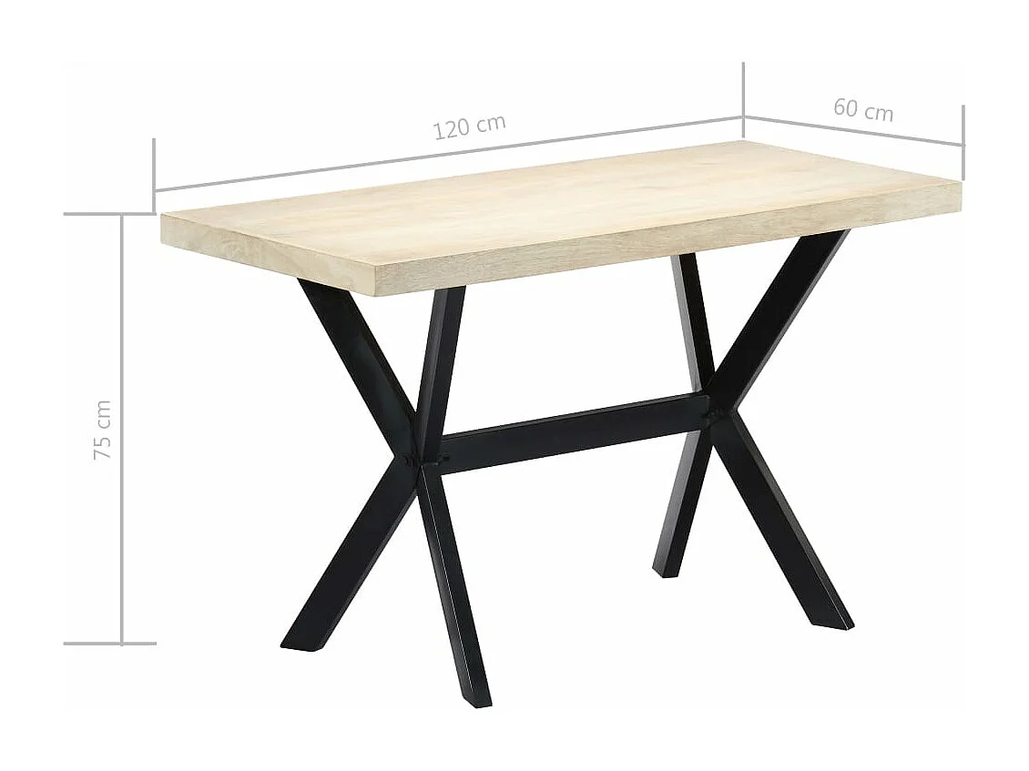 Table à manger Blanc 120x60x75 cm Bois de manguier massif