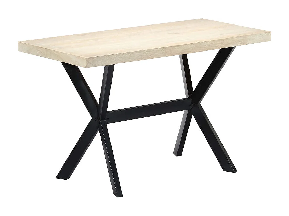 Table à manger Blanc 120x60x75 cm Bois de manguier massif