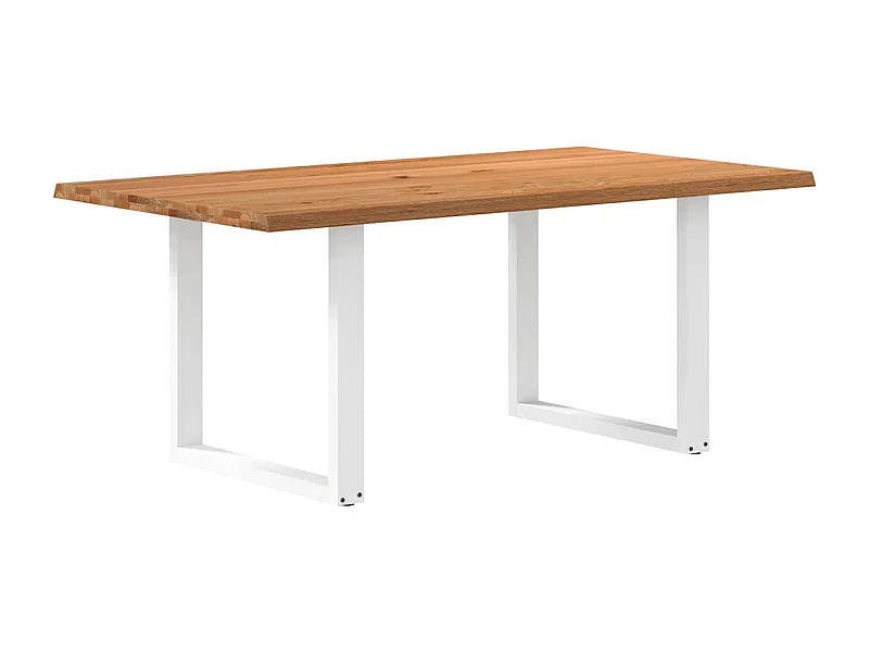 Table à manger marron clair bois de chêne massif rectangulaire