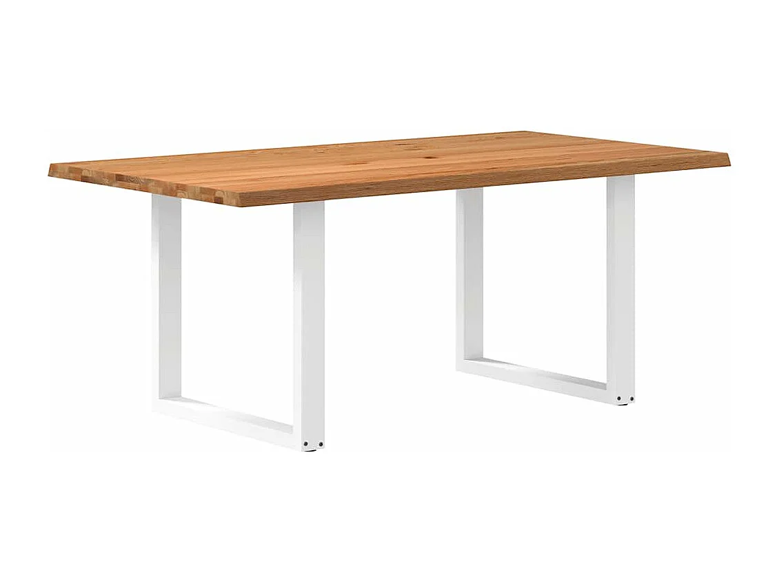 Table à manger marron clair bois de chêne massif rectangulaire