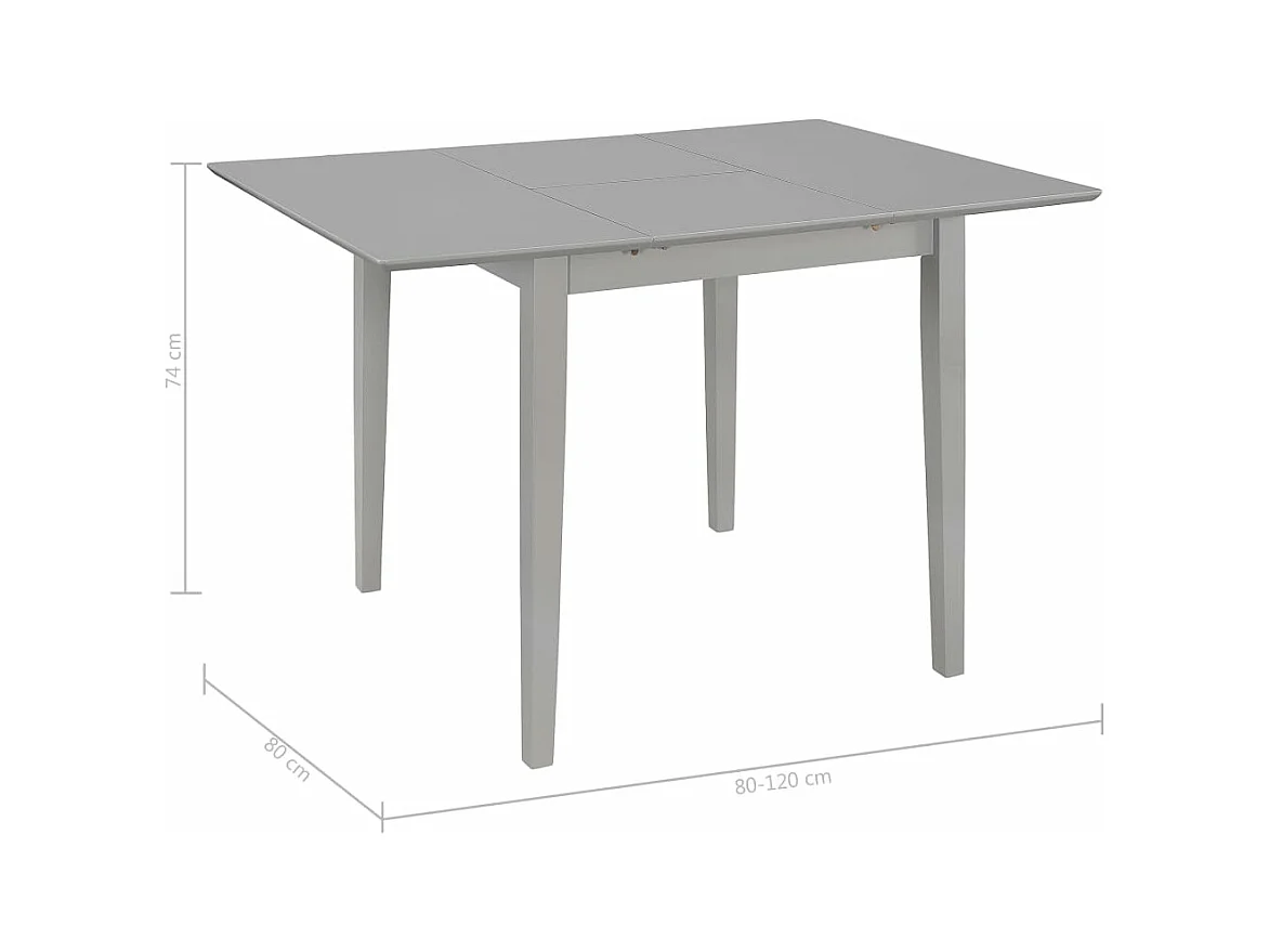 Mesa de jantar extensível (80-120)x80x74 cm MDF cinzento